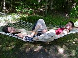 Ali and Lor in hammock at Lake George